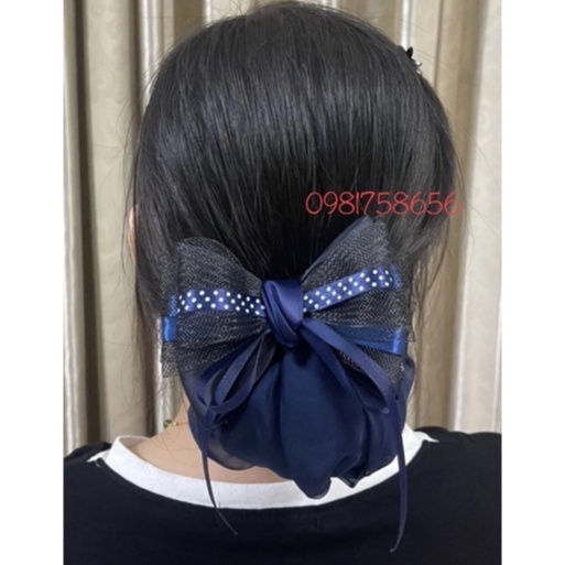 Cặp Búi Tóc Nơ Lưới Cao Cấp Cho Nữ