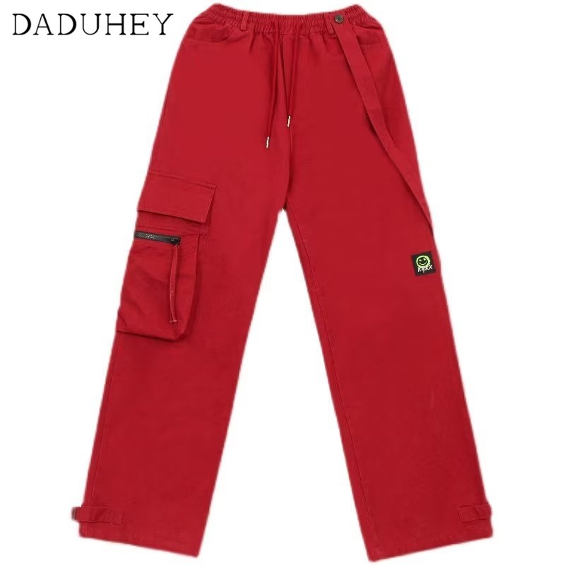 Quần dài ống suông rộng phối túi phong cách Hồng Kông retro thời trang năm 2023 cho nam