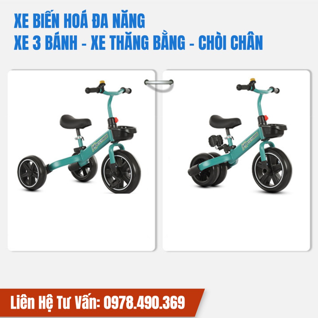 Xe đạp 3 bánh cho bé đa năng mẫu mới 2021 Happybaby khung to,bánh xe to chắc chắn.