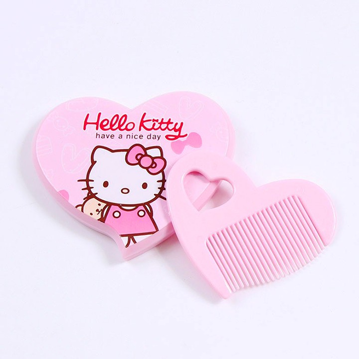 Bộ lược chải tóc và gương cầm tay Hello Kitty đáng yêu cho bé gái BBShine – I002