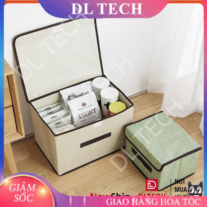 Hộp túi vải đựng đồ thùng đựng quần áo đồ lót đồ chơi bằng vải cứng, có nắp đậy không cần tủ tiện dụng HV01 DL TECH