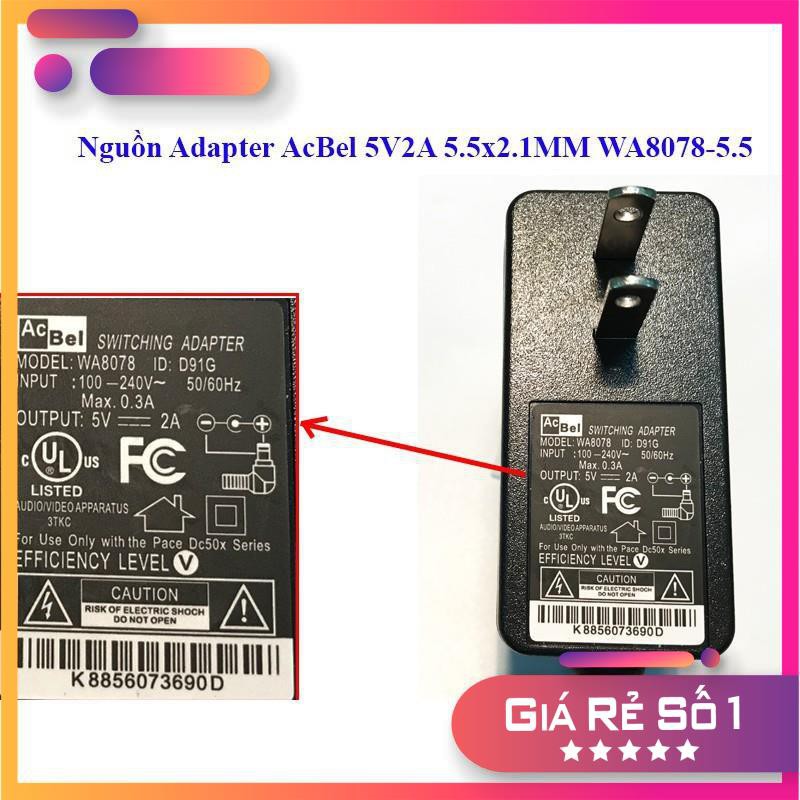 Nguồn Adapter AcBel 5V2A 5.5x2.1MM WA8078-5.5