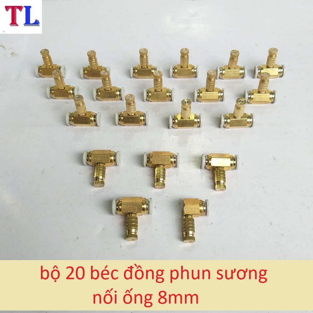 bộ 20 béc phun sương bằng đồng - béc phun sương