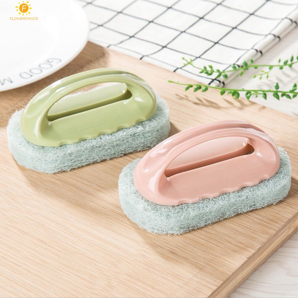 Miếng bọt biển Làm Sạch Bàn Chải Với Xử Lý Sạch Phòng Tắm Nhà Bếp Món Ăn vải Bồn Rửa Nhà Vệ Sinh Tầng Miếng Bọt Biển Bàn Chải Dày Đa Chức Năng công cụ làm sạch FLOWERDANCE