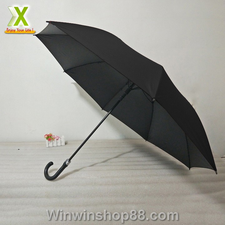 Ô dù che mưa cán cong có nút bấm tự động màu đen - Do_luu_niem