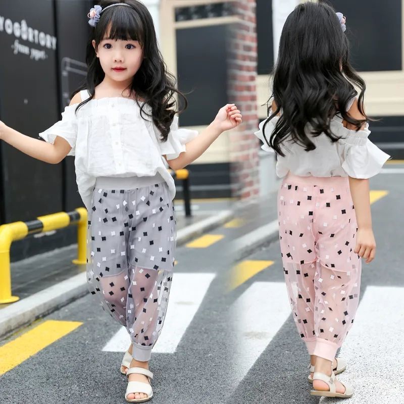 Quần Dài Họa Tiết Chấm Bi Thời Trang Mùa Hè Cho Bé Gái