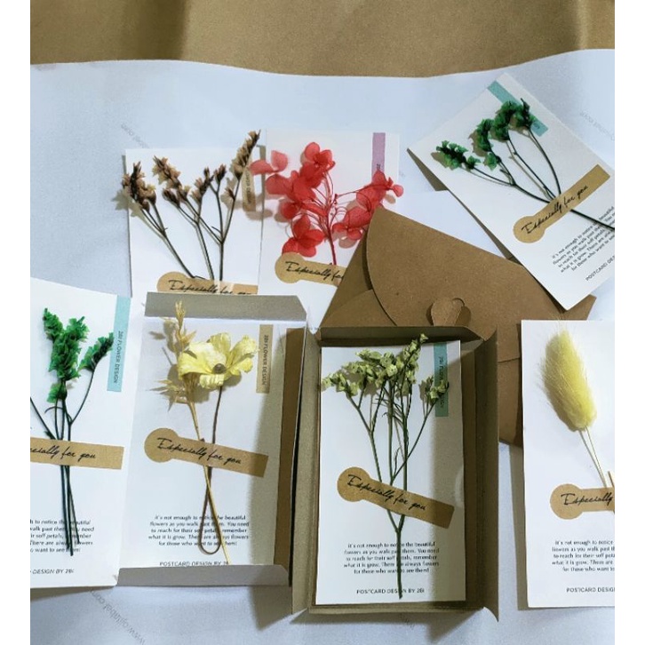 Thiệp hoa khô handmade, thiệp kraft phong cách vintage