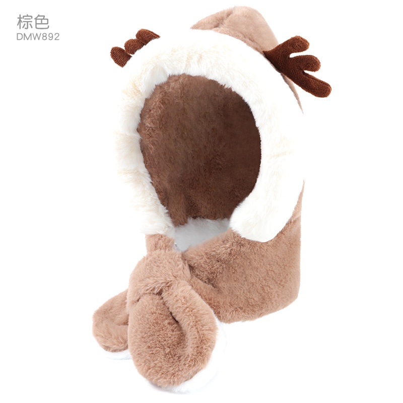 PVN39083 Mũ trẻ em mùa đông lót lông sừng hươu cute nón kèm khăn siêu ấm cho bé hàng Quảng Châu