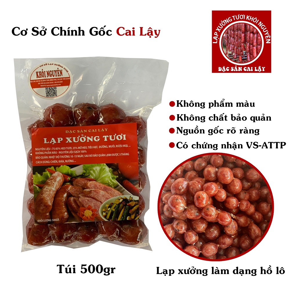 Lạp xưởng tươi, lạp xưởng hồ lô, lạp sườn bi 500gr