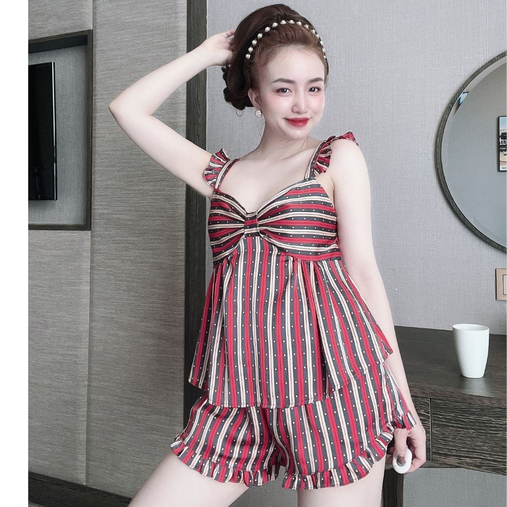 Đồ ngủ nữ❣️FREE SHIP❣️Đồ ngủ sexy lụa Latin cao cấp mềm mại xinh xắn &lt; 63kg