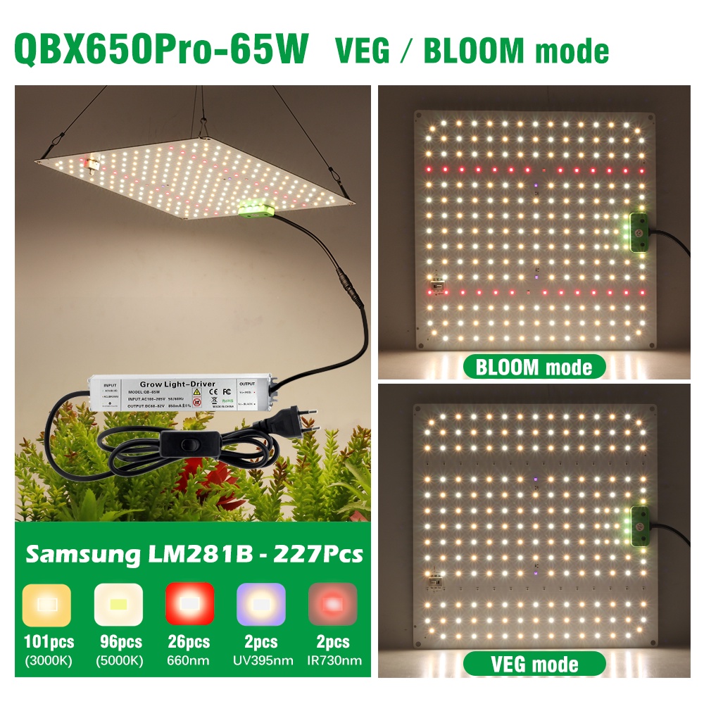 Bảng đèn phát triển cây trồng trong nhà lượng tử LED LM281B 550W 650W 850W 100W với đèn Phyto hồng ngoại UV