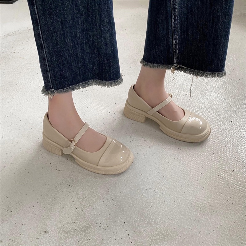 Giày búp bê mũi tròn quai ngang, giày bệt nữ phong cách lolita chất liệu da mềm không đau gáy chân