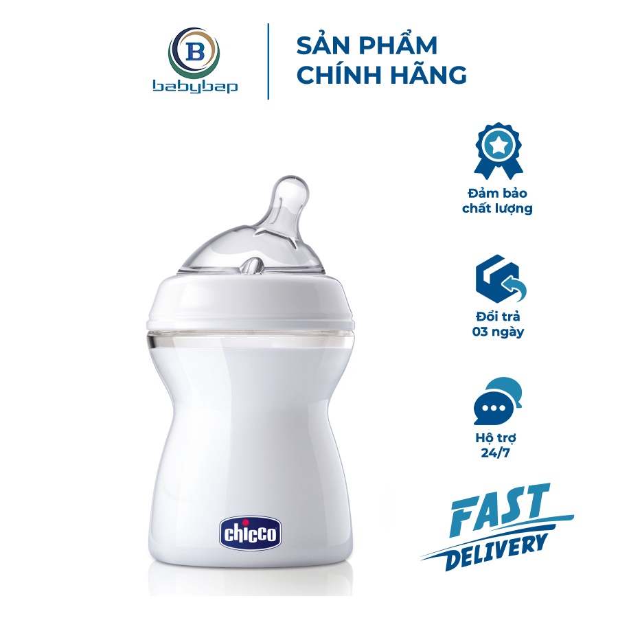 Bình Sữa Núm Nghiêng Pisa Natural Feeling Chicco 150ml/250ml/330ml Cảm Giác Dễ Chịu, Tự Nhiên Như Khi Bú Mẹ.