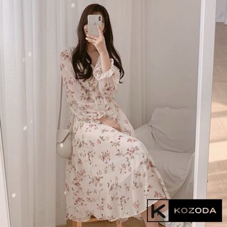 Váy Hoa Nhí Đầm vintage Voan Dáng Dài đẹp dễ thương dáng xòe có lớp lót Quảng Châu kozoda D5