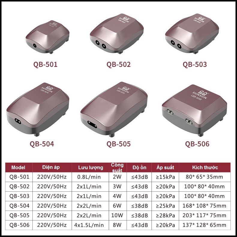 Máy Sủi Oxy Sunsun QB Hỗ Trợ Nuôi Cá, Tép