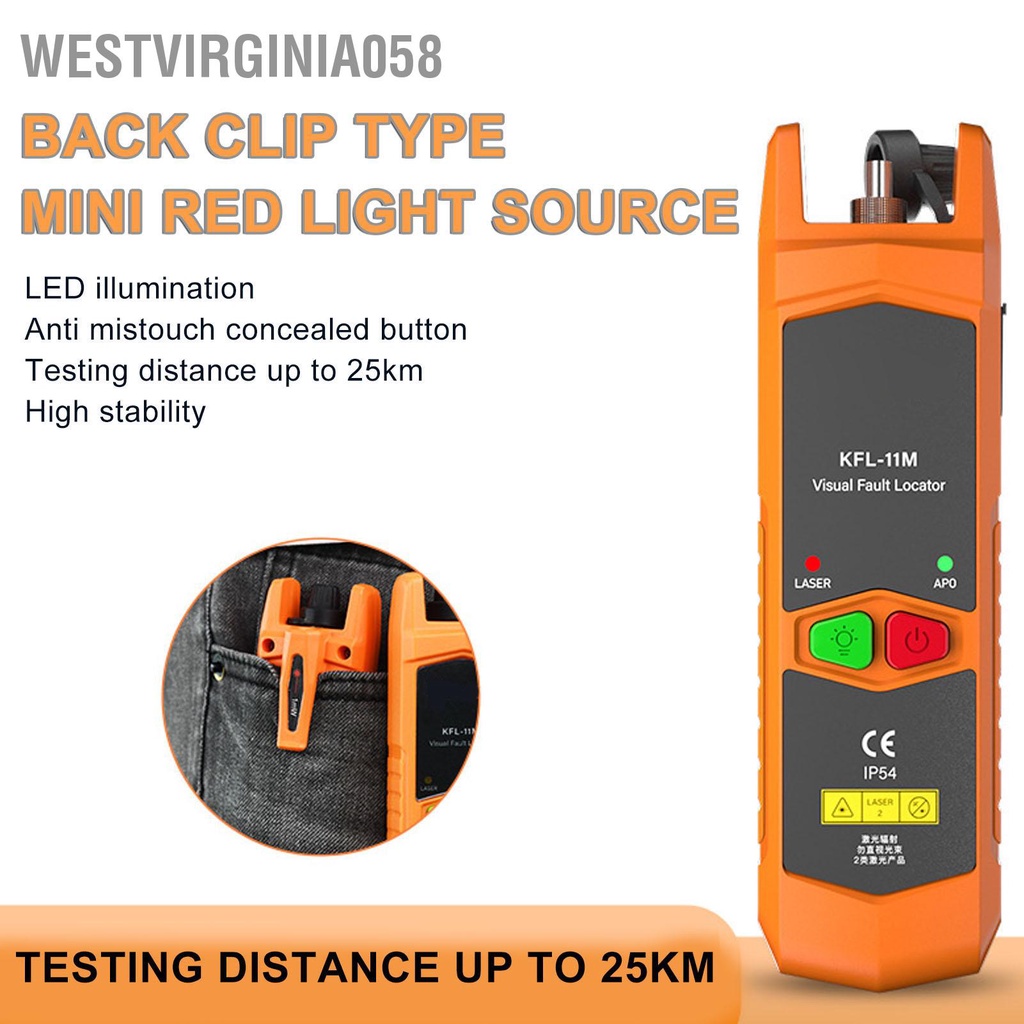 Westvirginia058 Kích thước nhỏ Bộ định vị lỗi trực quan Mặt sau Loại clip LED Chiếu sáng chống sương mù Sợi quang ổn cao VFL