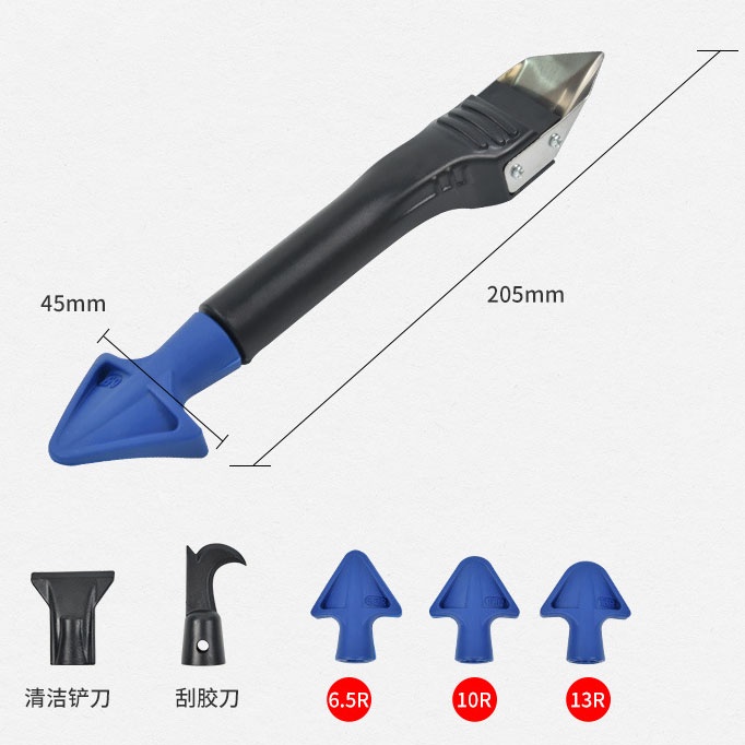 Bộ miết mạch keo silicon kèm đầu vòi bơm keo 6 chi tiết 6.5R - 10R -13R