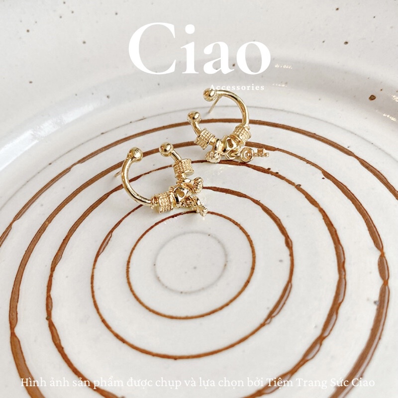 [SPECIAL] Khuyên tai/ Bông tai mạ bạc S925 thiết kế xinh xắn tinh tế phong cách Pandora Ciao