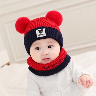 Set mũ len kèm khăn ống cho bé