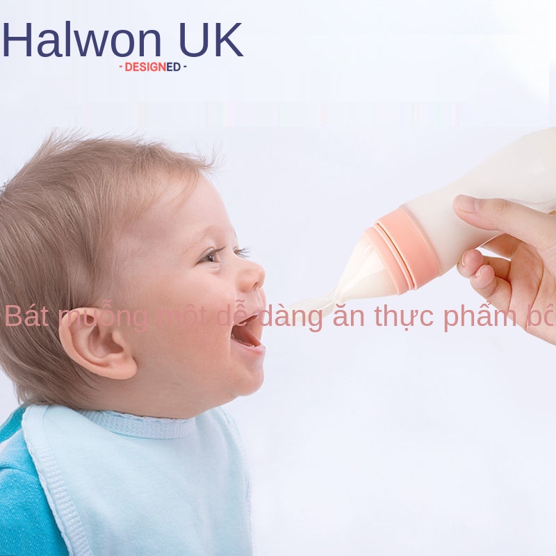 OCơm thìa ngũ cốc bình sữa cho bé ăn bún bóp silicone bộ đồ tạo tác dụng cụ bổ sung thức