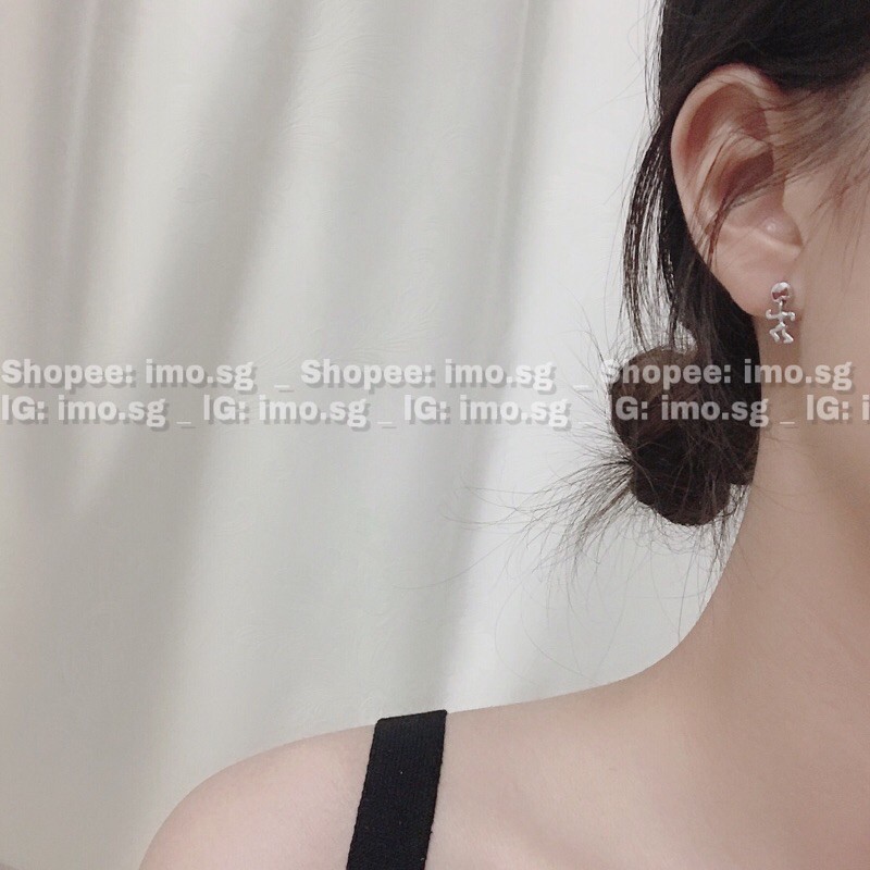 Bông tai hình người ngộ nghĩnh vui tươi bạc 925 imo.sg tự chụp có sẵn chất xịn độc lạ hài phong cách Hàn Quốc ulzzang