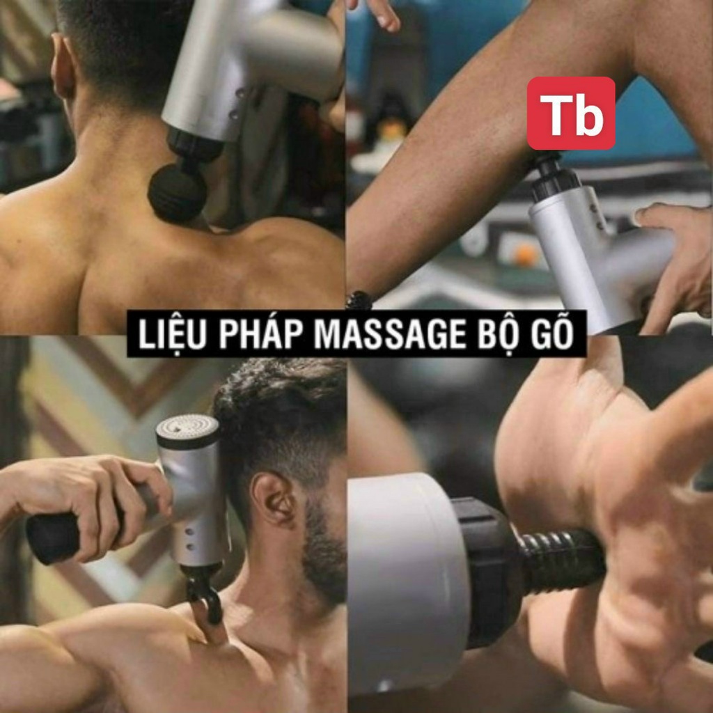 Máy massage cầm tay -4 đầu 6 chế độ - Súng bắn massage trị liệu đau mỏi vai gáy - Sản phẩm tiện ích cho mọi người
