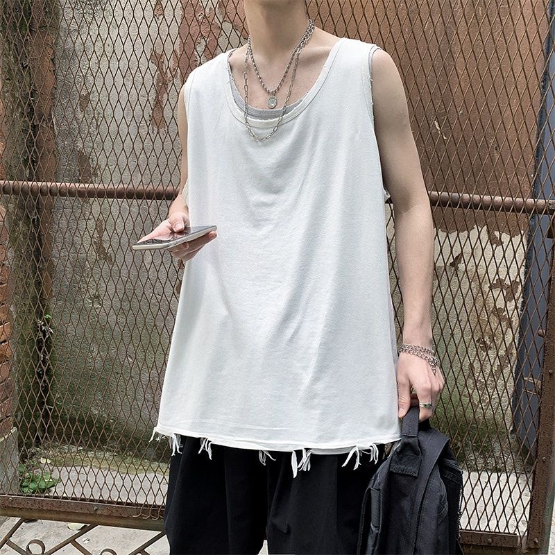 Áo Thun Sát Nách Dáng Rộng Phong Cách Hip Hop Hàn Quốc Thời Trang Mùa Hè Cho Nam