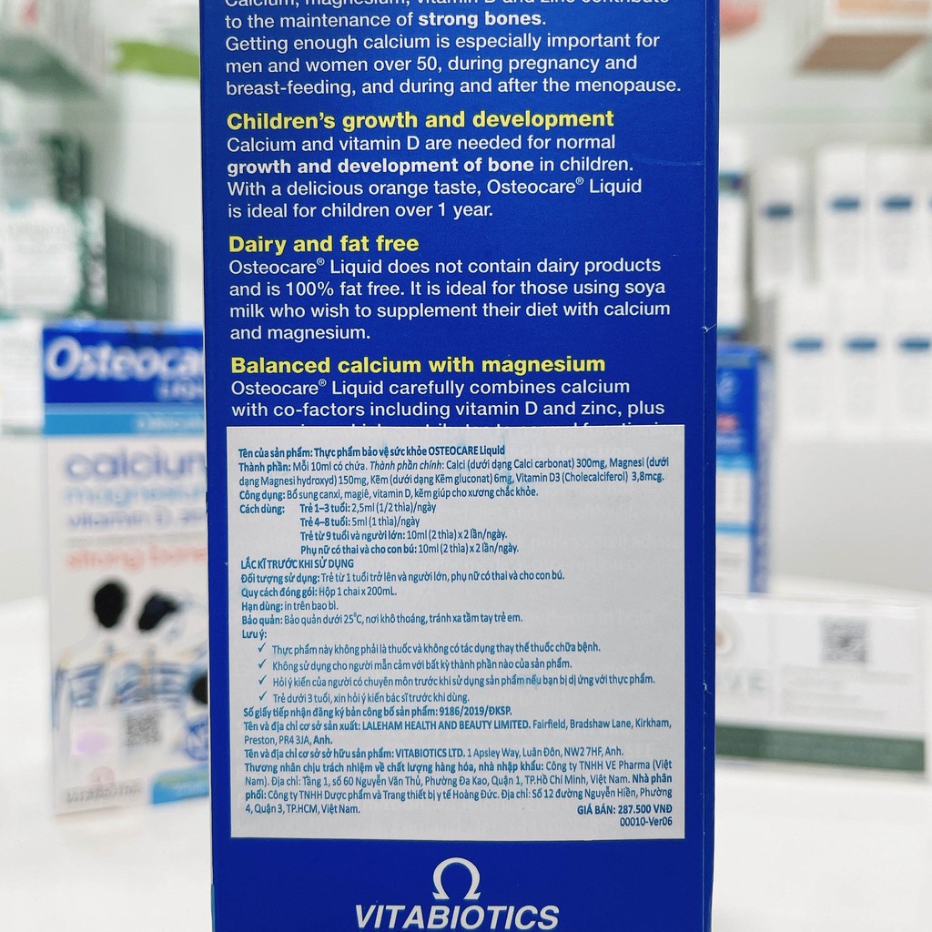 TPBVSK Vitabiotics Osteocare Liquid - Siro bổ sung canxi cho xương chắc khoẻ | Thế Giới Skin Care