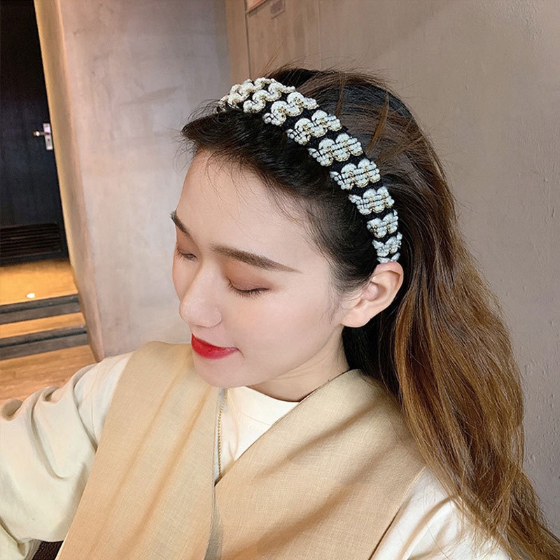 (0335) Bờm Băng Đô Tóc Dạ Tweed Tiểu Thư Sang Trọng Hàn Quốc