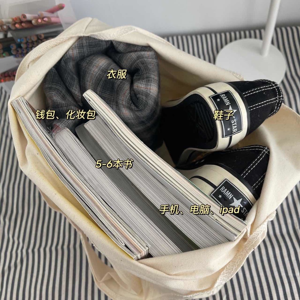 Túi xách canvas in chữ phong cách Đức