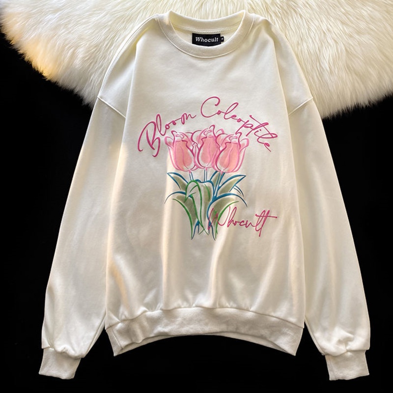 Áo Sweater Mỏng Cổ Tròn In Họa Tiết Thời Trang Mùa Thu Mới Cho Nữ