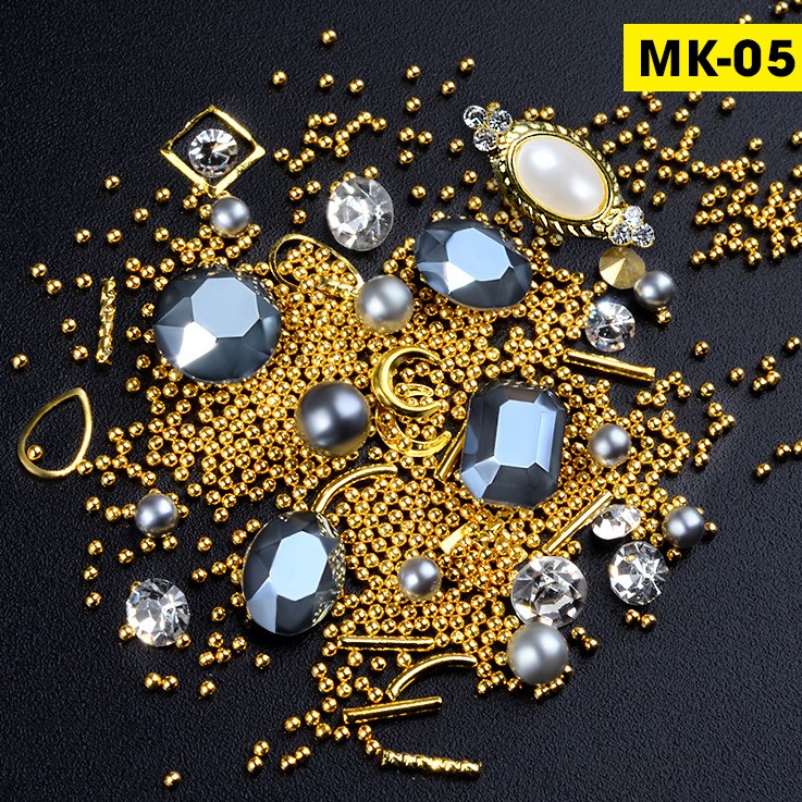 Charm Trang Trí Móng Tay Hỗn Hợp Đá Kim Loại MK (C18)