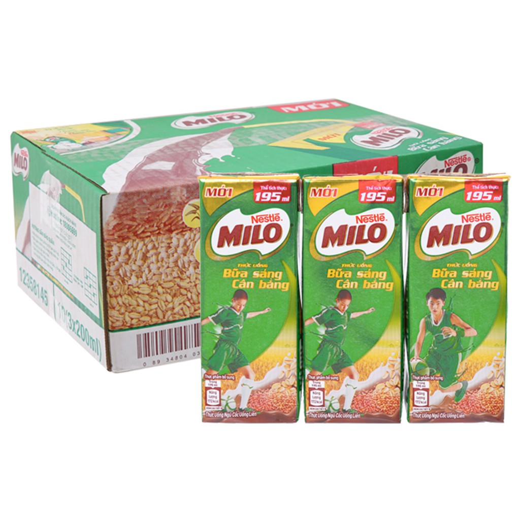 Milo ❤FREESHIP ❤ Milo Bữa sáng cân bằng 195ml - thùng sữa milo thể tích 195ml