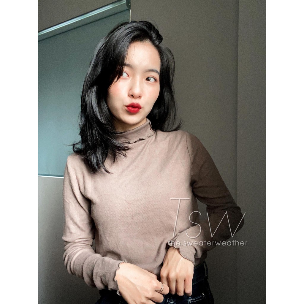 Áo thun ôm cổ xoăn dài tay | BigBuy360 - bigbuy360.vn