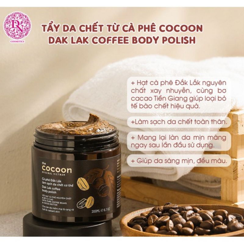 Tẩy Tế Bào Chết Body Cocoon Cafe Đăk Lăk 200ml.