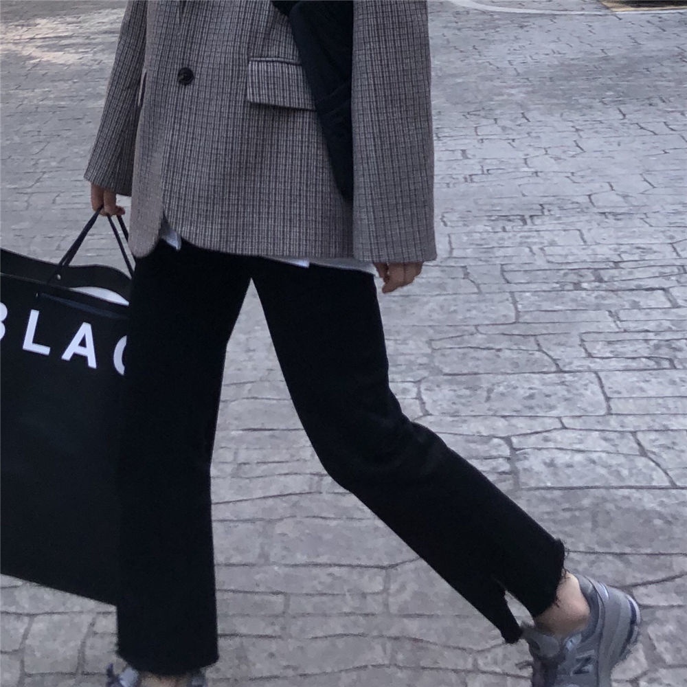 Quần Jean Dài Lưng Cao Dáng Rộng Xẻ Tà Thời Trang Mùa Thu Cho Nữ 2022