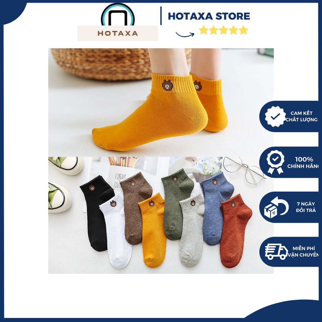 Set 10 đôi tất cổ ngắn hình gấu kèm túi xinh xắn ( đủ màu )