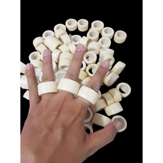 Nhẫn càng long giả ngà bản vuông có vân