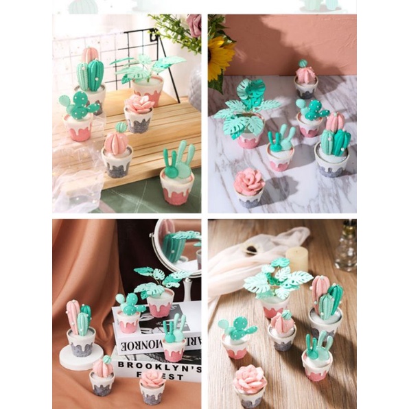 (HÀNG ORDER) Set nguyên vật liệu làm chậu sen đá handmade.
