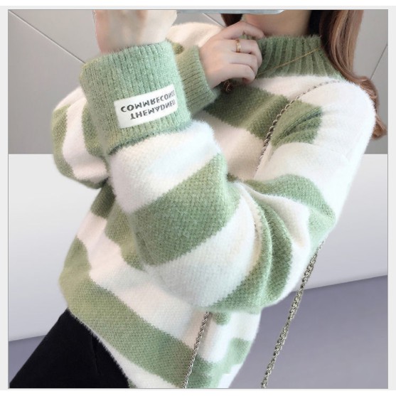 Áo Len Kẻ Nữ Thời Trang Hàn Quốc Dày Dặn Ấm | BigBuy360 - bigbuy360.vn