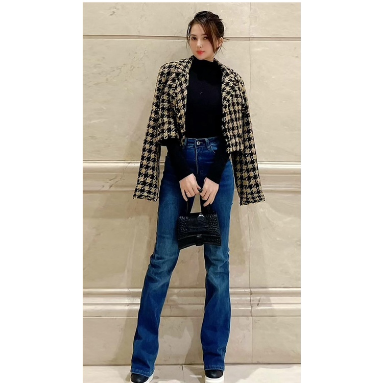 QUẦN JEANS BÒ ZARA XUẤT DƯ NỮ ỐNG LOE CẠP CAO MÀU XANH/ĐEN - 5862/194