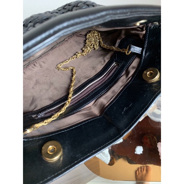 Túi cầm tay da đan, có dây