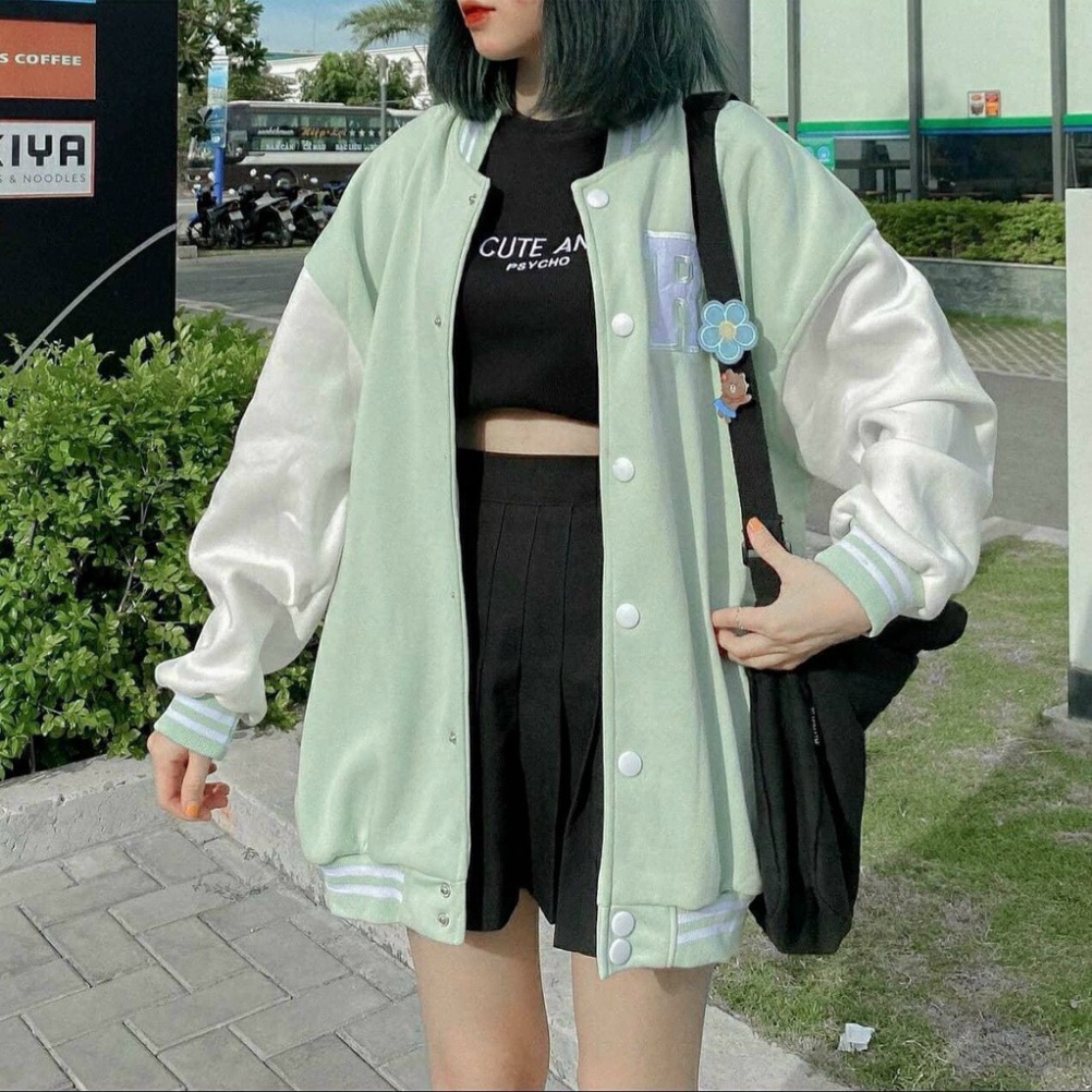 Áo khoác Nỉ Bomber Chữ R KNN10 Nam Nữ Unisex kiểu dáng Ulzzang | BigBuy360 - bigbuy360.vn