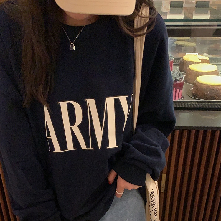 SUXI Áo Nỉ Nữ Dài Tay Cổ Tròn Thời Trang Hàn