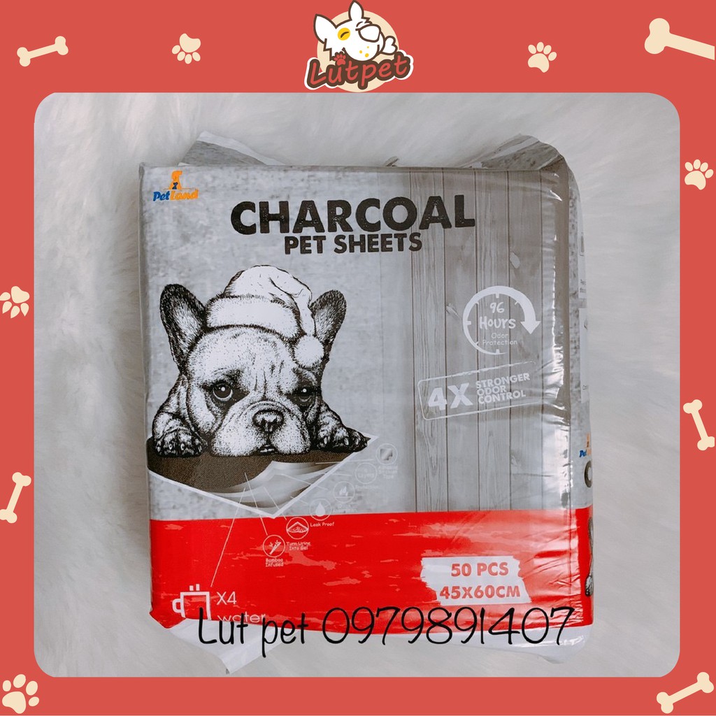 Tã bỉm miếng lót vệ sinh than hoạt tính cho chó mèo khử mùi Charcoal - 100 miếng (33x45) - lutpet