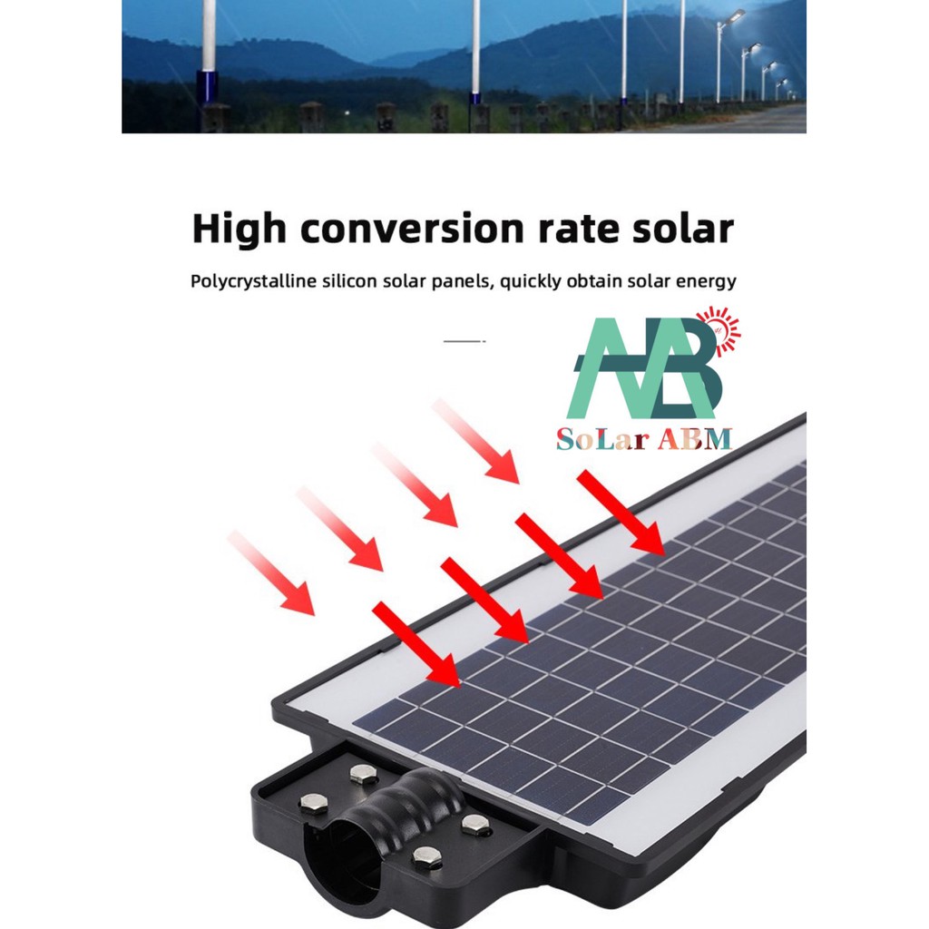 150W Đèn Đường Tấm Pin Liền Thể Năng Lượng Mặt Trời , Cảm Biến Chuyển Động , IP67 Chống Nước ABM Solar