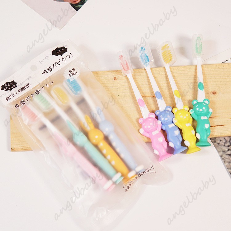 Set 4 bàn chải đánh răng mềm mại họa tiết hoạt hình dành cho bé
