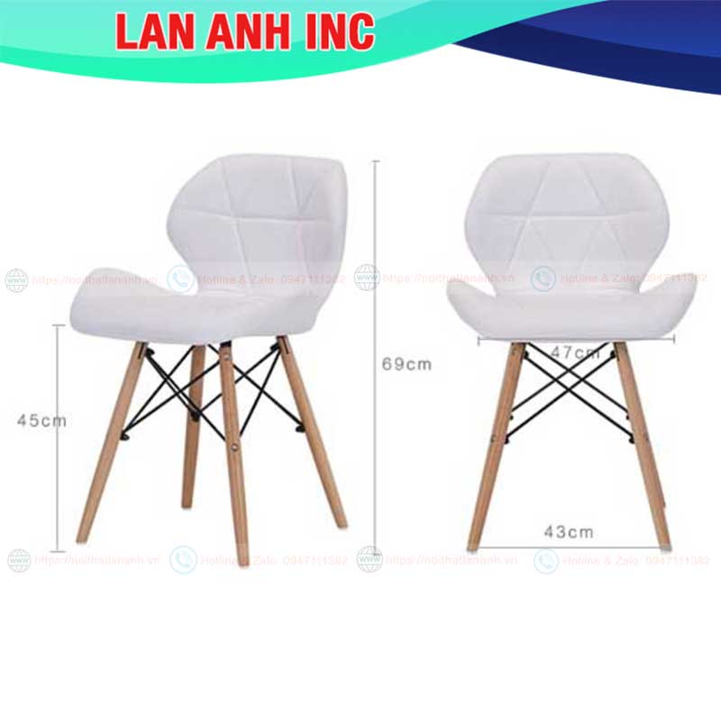 Ghế bàn ăn làm việc trang điểm eames cánh bướm bọc da chân gỗ lưng cao đẹp hiện đại LAG129