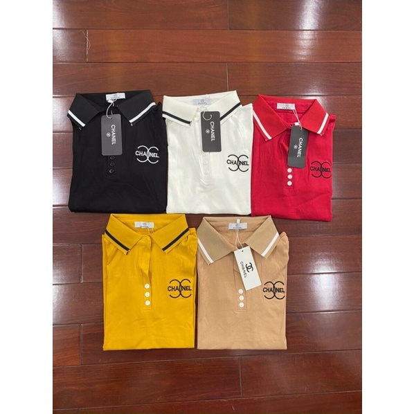 Áo Thun Polo Nữ Tay Ngắn Cổ Bẻ Cotton zip co giãn - Áo thun thêu logo