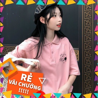 Áo Polo nữ form rộng Unisex , áo phông tay lỡ Ulzzang siêu xinh